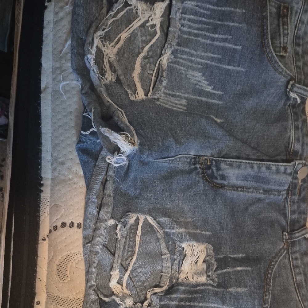 Distressed Denim Shorts